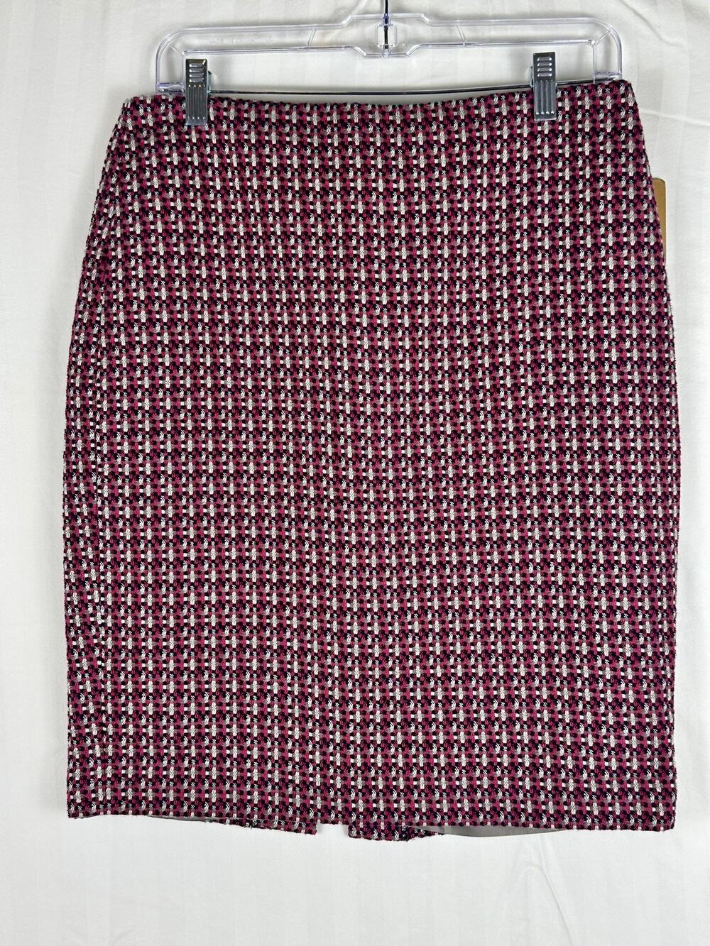 NWT Ellen Tracy Tweed Pencil Skirt Pink Black White Professional Career Size 6